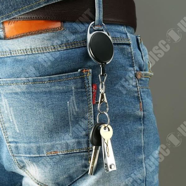 Sæt med 3 nøgleringe med en 65 cm lang bælteclip og fjederlås.