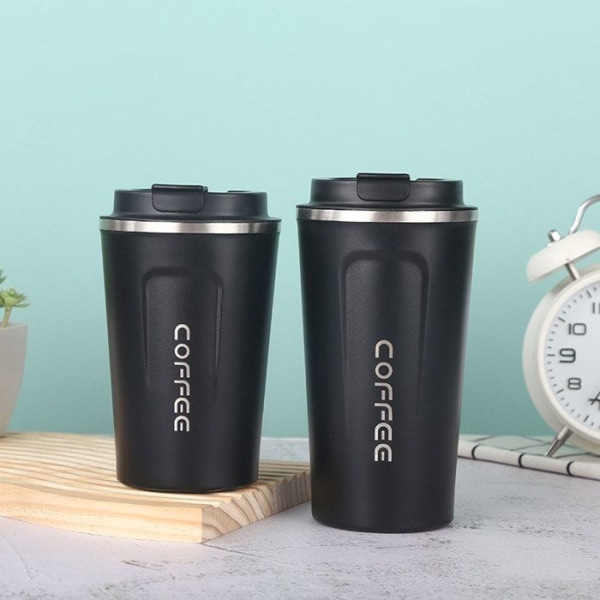 Isolerad kaffemugg - TD® - 510 ml - Rostfritt stål - Värmeisolering - Läcksäker Svart