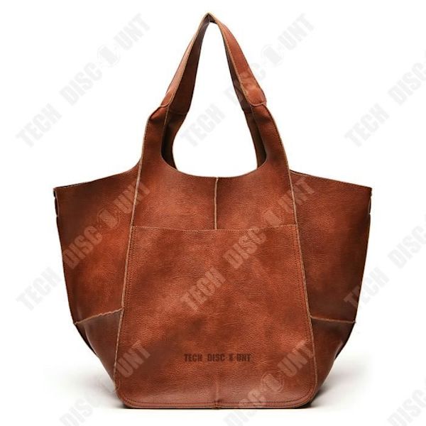 TD® Ny retro mode Enkel stor taske i blødt læder høj kapacitet en skulder Bærbar tote bucket stor taske