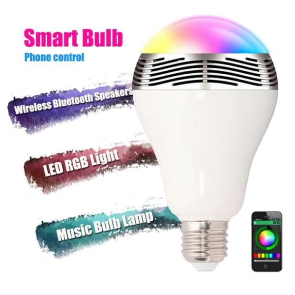 WiFi Bluetooth 4.0 Högtalare LED RGB Audio E27 Smart Bulb Lampa För Home Hotel
