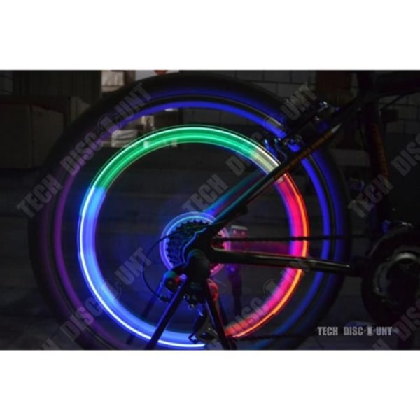 Ljus för cykelhjul med LED-röd, grön, blå, multicolor, paket med 4 däck, ekrar, MTB, VTC, vattentät, ultraljus på natten