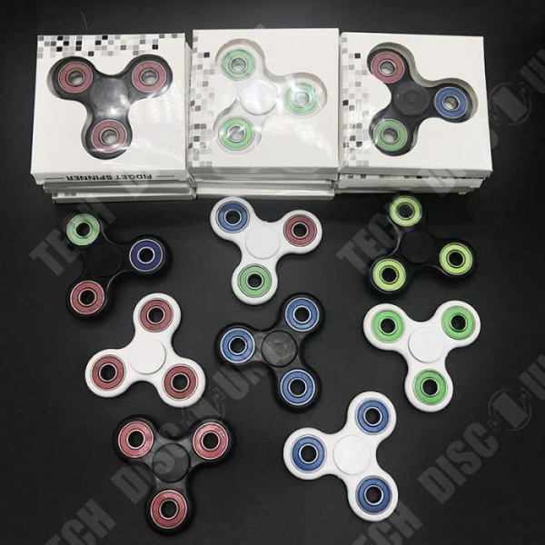 TD® Fidget Spinner Toy / Hand Spinner / Tri-Spinner / Anti-stress och ångest leksak / Tvåfärgad vit och blå