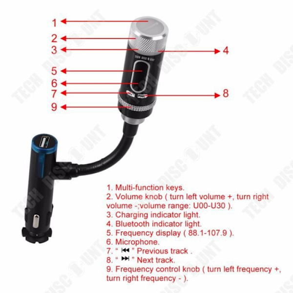 TD® Bluetooth transmitter bil TV FM optisk auto musik USB trådløs adapter radio oplader MP3 håndfri smartphones