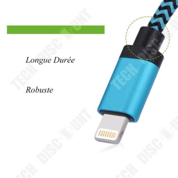 TD® Laddningsdatakabel för iPhone 11/XR/8/7/6/5 Flätat hamparep 2 m förlängning