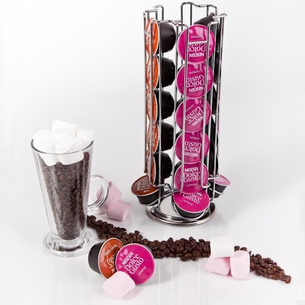 Rotationsstøtte til 24 Dolce Gusto kaffes pads - LESHP - Sort - Plast - Harpiks - Cylinderformet