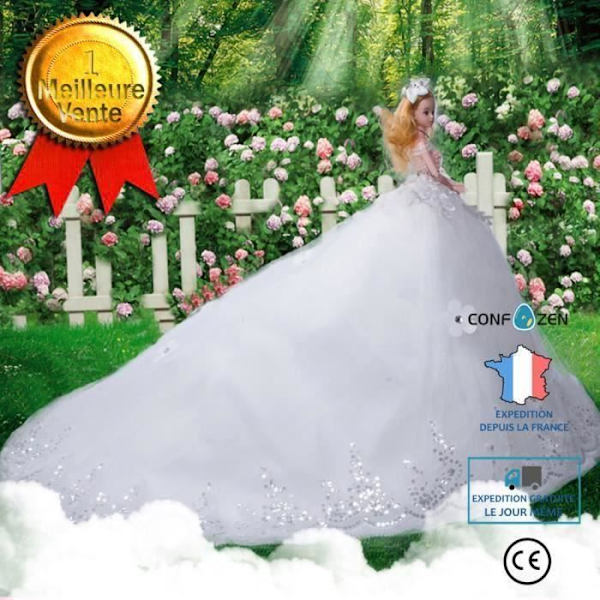 C® Dukke-50cm Ledet Lang Hale 3D Realistisk Øje Bryllupsdukke Pige Prinsesse Legetøj Julegave - Hvid Vit