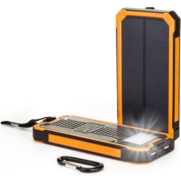 15000mAh Aurinkosähkölataaja Power Bank Kannettava Varavirtalähde Ulkoinen Akka Kestävä 8 LED Kaksois-USB:llä Orange