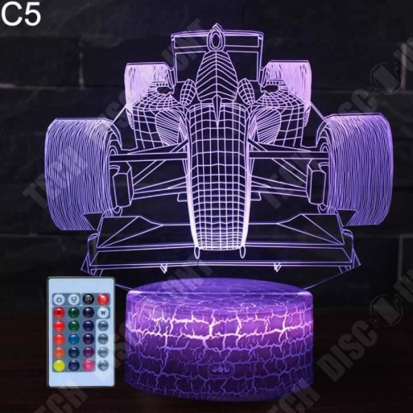 TD® Optisk bordslampa dekorativ taktil 7 färger optisk illusion - formel 1 modell - låg förbrukning USB-kabel 3 batterier