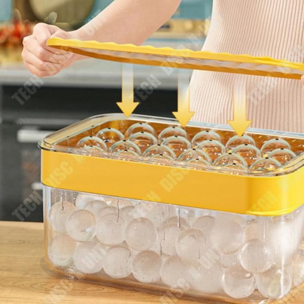 TD® Ice Cube Mould Ice Cube Making Hushållens runda iskubsförvaring med lock Artefakt för iskub i silikon