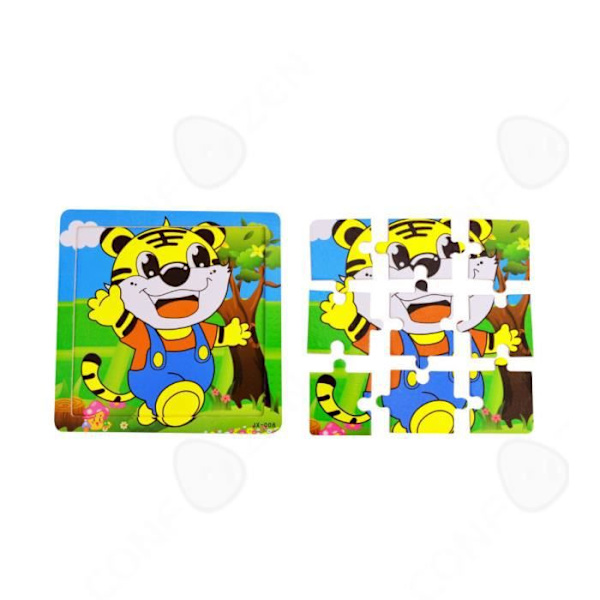 Puzzle flyvemaskine i træ til børn CONFOZEN - Dyr - Uddannelsesspil - Gul