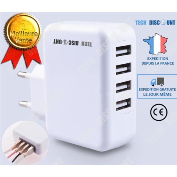 USB-lader TD® Direkte lader 4USB Mobiltelefonadapter Multiport væg lader