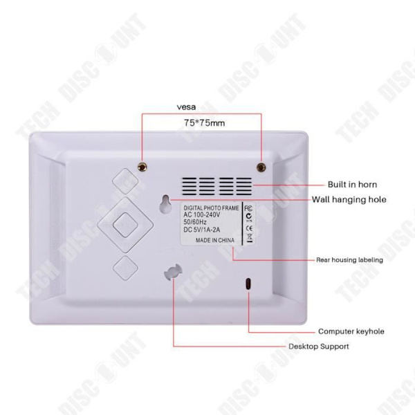 TD® 7 tommer digital fotoramme, multimediealbum, støtte for intelligent kalender i høj opløsning video i fuld format