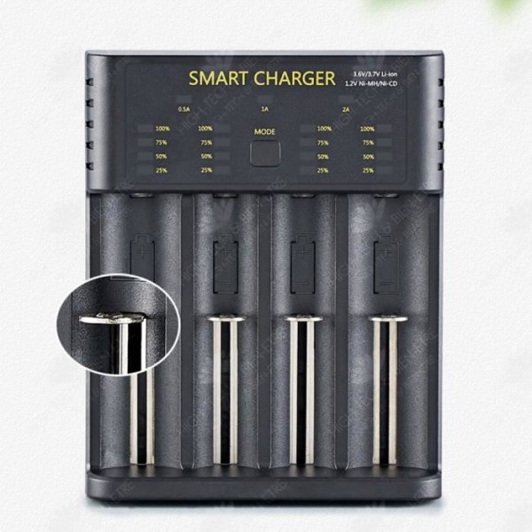 HTBE® Li-ion batteri med 4 pladser AA Ni-MH 1,2 V USB 2A interface oplader Intelligent Li-ion batteri oplader
