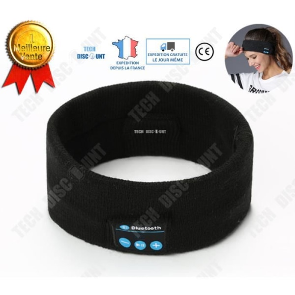 TD® Pannband bluetooth headset audio studio cykling sport pannband chip trådlös musik svart löpning yoga anti fukt mjuk MP3