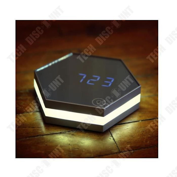 TD® Spejl Vækkeur Alarm Multifunktionsure - Elektronisk Termometer Vægspejl Mini LED Makeup Spejl Nattelys - Dekoration