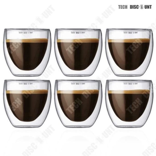 TD® förpackning med 6 espressokaffeglas Sprit 250 ml Kapacitet Dubbelvägg termiskt klart glas Servera te kaffekopp c