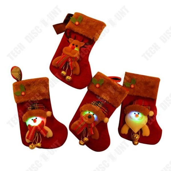 TD® Julstrumpa Godispåsar 14*21cm 4st Med LED-ljus Julklappspåsar Lämpliga för juldekoration