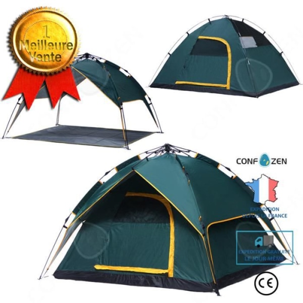 CONFO® Campingtält utomhuscamping 4 personer regnfast solskyddsmedel dubbellager snabböppning helautomatisk