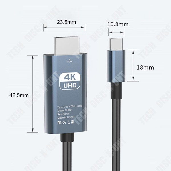 TD Kaapeli 2M HD 4K 60Hz kaapeli mobiililaitteille ja tietokoneille PVC-kaapeli usb c:stä usb c:hen TypeC-kaapeli