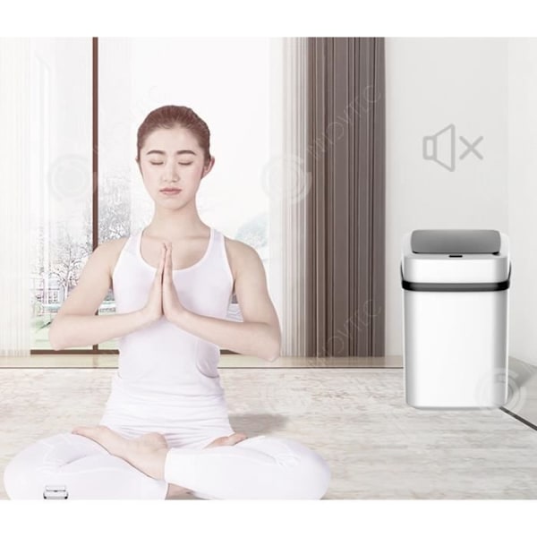 INN® intelligent automatisk soptunna 15L induktionssensor vit kök badrum rektangulär plast med lock