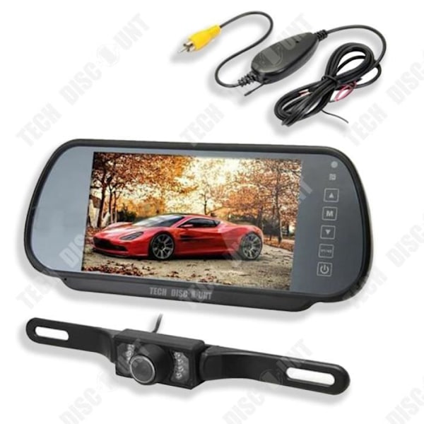 TD® 7" LCD TFT Bakkamera Monitor Spejl Bakkamera Trådløs til Bil Automatisk høj opløsning