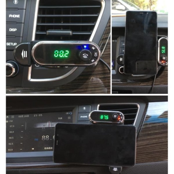 TD® Biltelefonhållare Multifunktionell Bluetooth Handsfree FM-sändare MP3-spelare USB Solid Power Supply