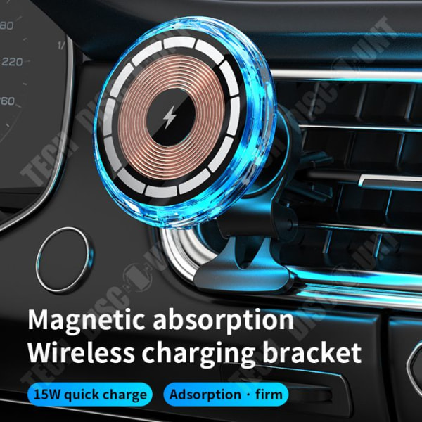 TD® Magnetic Wireless Car RGB Light Charger Lämplig för Apples mobiltelefoner Snabbladdning