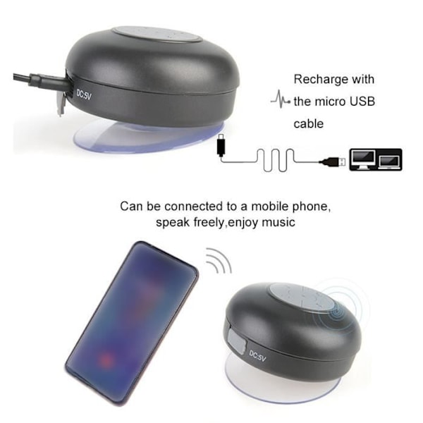TD® Ventouse Vattentät bluetooth högtalare svart