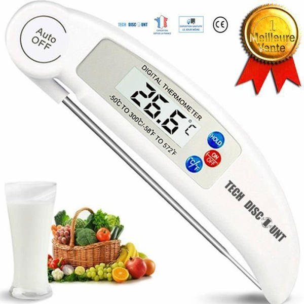 TD® kökstermometer Vikbar matsond i rostfritt stål Omedelbar läsning LCD-skärm Korrosionsskydd Perfekt matlagning