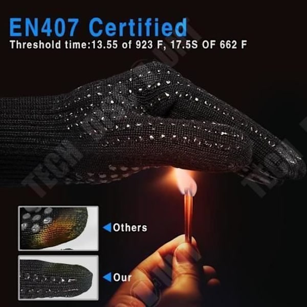TD® Grillhandskar/ Ugnshandskar/Anti-Heat Upp till 500°C/EN407 Certifierad, Universal