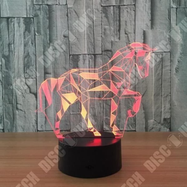 TD® Akryl 3D Stereo Vision Lampa Häst Dekorativ inomhuslampa 7 Färgbyte Fjärrkontroll Touch Switch Cham M0