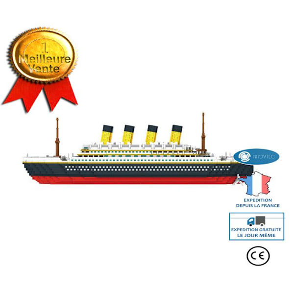 Titanic modell - INNOVTEC - 3800 stycken - Plast - 40x7x28,5 cm - Blandat röd, vit, grå, gul