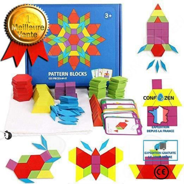 CONFO 155 Montessori Puzzle Tangram Stykker i Træ Børnevenligt Uddannelsesspil Geometrisk Jigsaw Legetøj Læring Gave Jul Fødselsdag