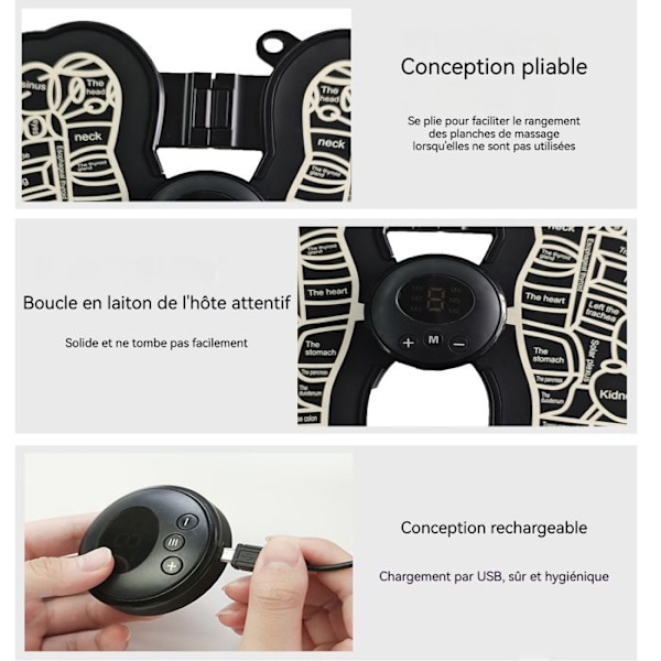 Elektrisk Fodmassør - INN - Sort Vibrationmassager - 9 Intensiteter - 6 Programmer - Genopladelig USB Svart