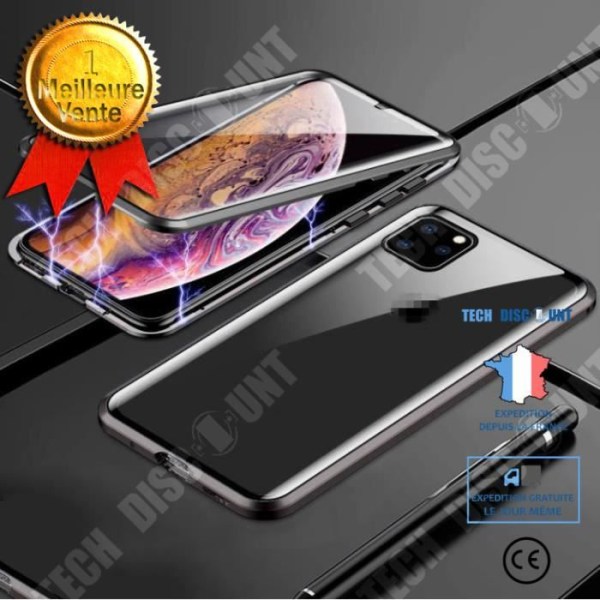TD® Dual Surface telefonfodral för iPhone12 Anti-repa dubbelt platt glasskal Svart