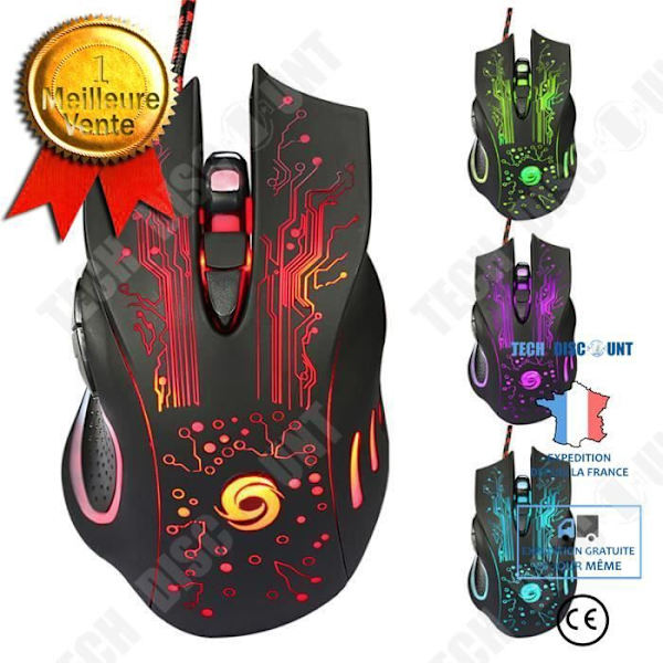 TD® Gaming Mus USB 6 Knapper LED Optisk Professionel Pro Gamer Udstyr Bærbar PC Justerbar og Tilpasselig RGB Lysstyrke