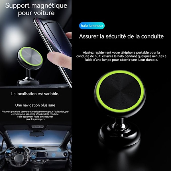 TD® 2 Universelle Magnetiske Rotationsholdere til 360° til Bil for PDA GPS Smartphone - Hvid eller Sort Rund - Æstetisk - Magnet