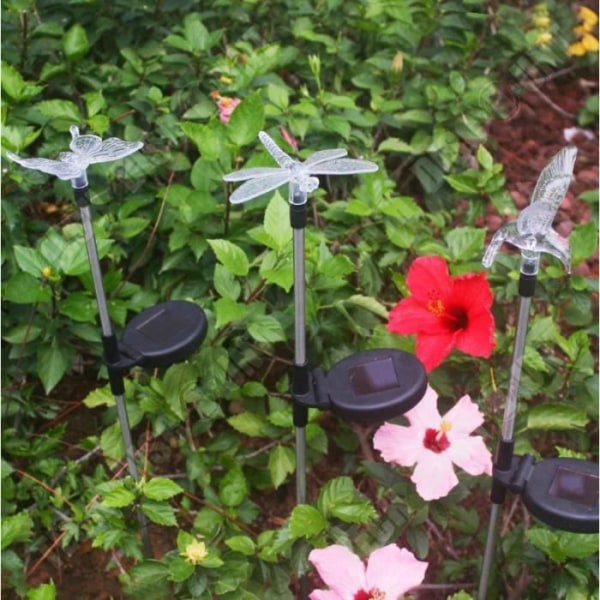 TD® 3 st LED Solar Garden Lights Fjäril/slända/fågelformade utomhusgräsmatta---RAC