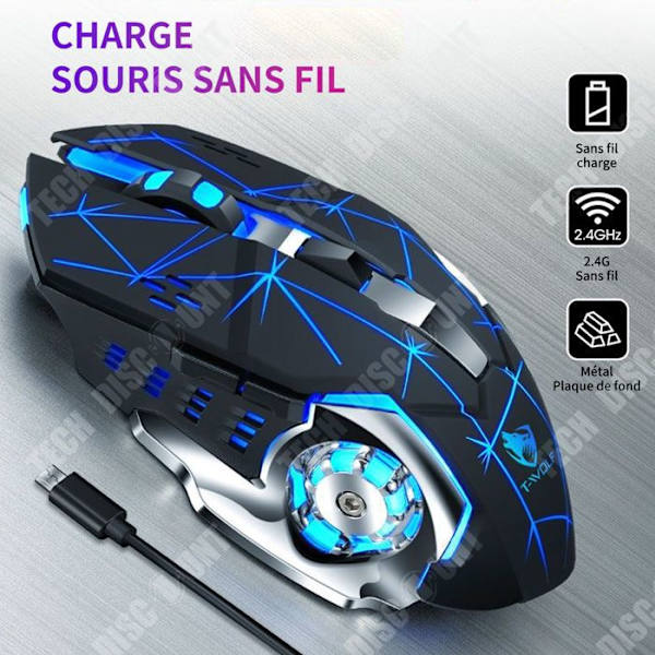 TD Langaton hiiri 2.4Hz optinen hiiri, jossa Bluetooth, 7 värin taustavalot ja 6 painiketta, 2400dpi ladattava langaton hiiri