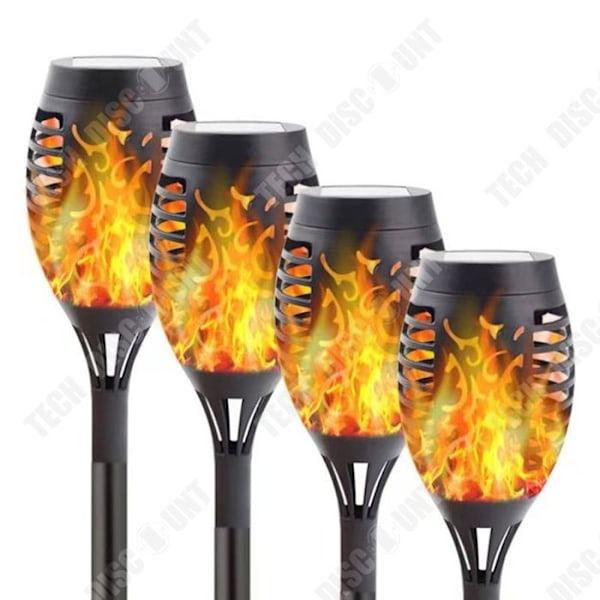 TD 4 stykker LED flamme sollys IP65 vandtæt have landskab simulering lys lampe sollys med flamme effekt
