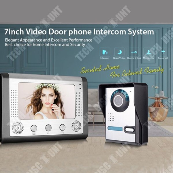 TD® Visual Intercom dörrklocka 7 tums trådbunden inomhusdörrklocka Utomhusdörrklocka Maskin justerbar vinkel