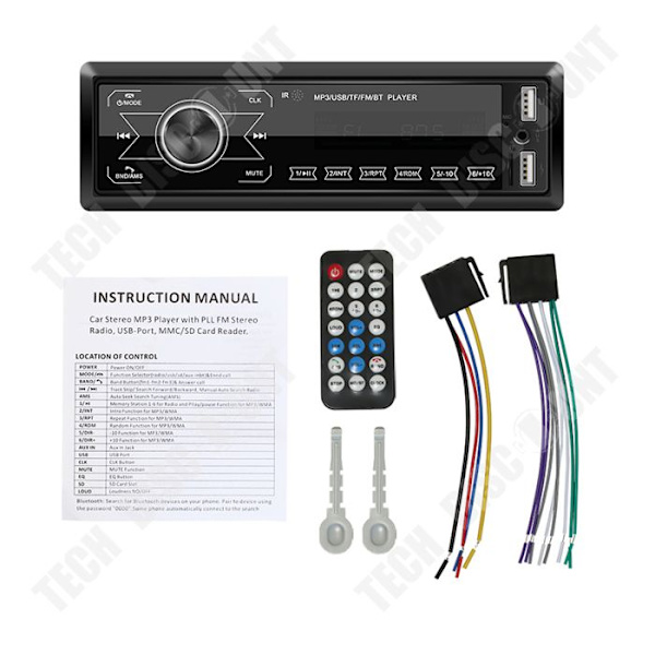 TD® Autosoitin Bluetooth Kosketusnäyttö Kaksois-USB Autosoitin Bluetooth MP3-soitin Seitsemän värin valot Musta autosoitin