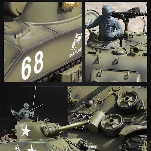 Etäohjattava auto M4A3 Sherman - HIGH-TECH & HYVINVOINTI - Ääniefekti, metallirata, kaukosäädin 2.4G grön