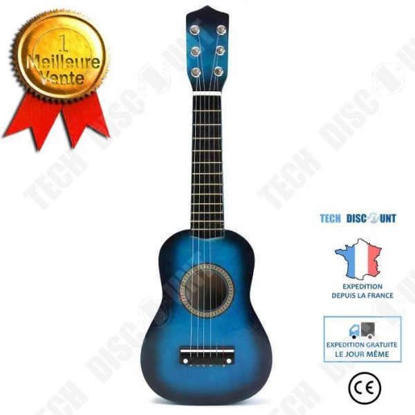 TD® akustisk gitarr för barn 6 strängar 15 band Musikleksaker Julklapp till barn blå mått 58 cm stålsträngar