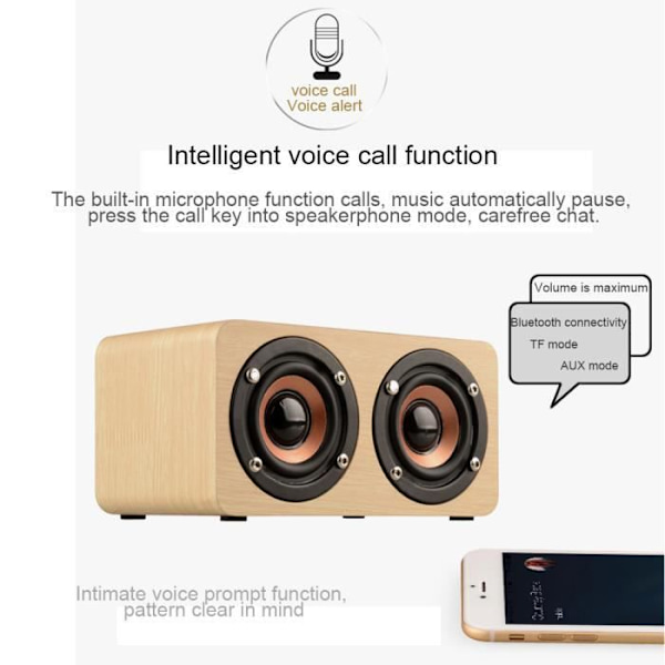 Bluetooth Højttaler i Gul Træ - HIGH-TECH & VELVÆRE® - Trådløs Højttaler - Håndfri Funktion Gul