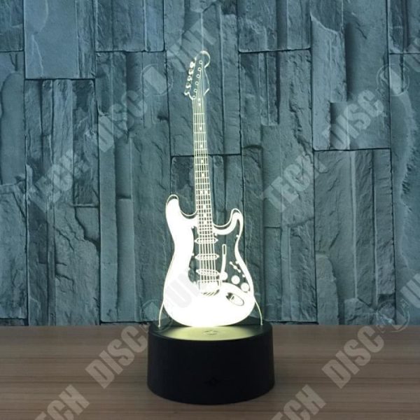 TD® Optisk bordslampa dekorativ touch 7 färger optisk illusion - gitarrmodell - lågförbrukning USB-kabel 3 AAA-batterier