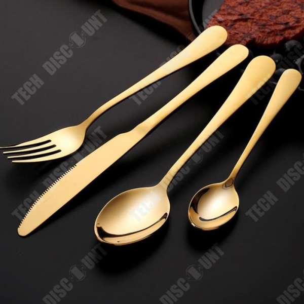 TD® 24 delar Western kniv och gaffel set guld rostfritt stål kniv, gaffel  och sked 16 delar presentset ae44 | Fyndiq