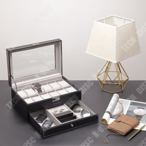 TD® klockbox väska herr dam läder förvaring display box förstklassig elegant utsökt flanell metallglans