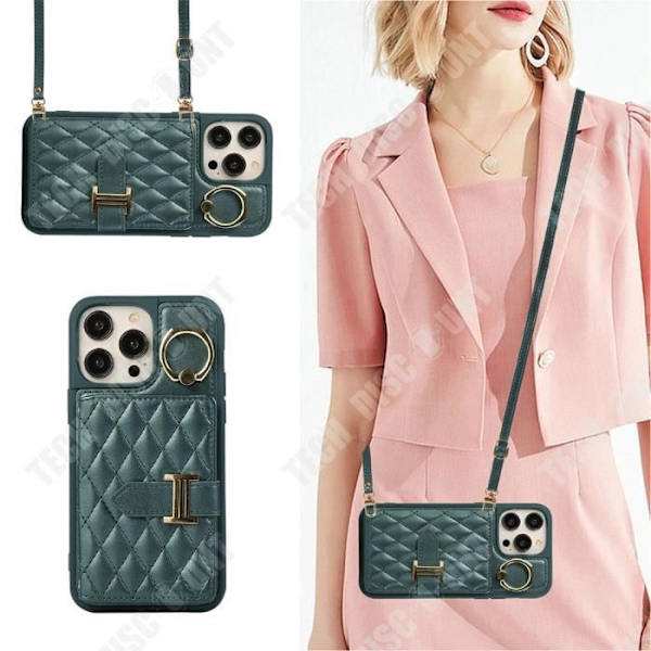 TD® Lynlås etui til iPhone 13 pro max med lange og korte snore Flere kortslidser Taske-bærer