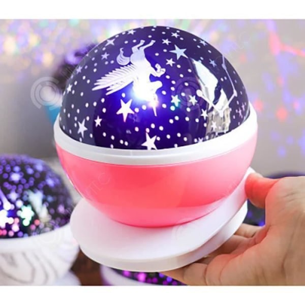 INN Cool roter natlampe stjernehimmel projektion enhjørninge barn baby søvn romantisk LED lampe (Rosa)